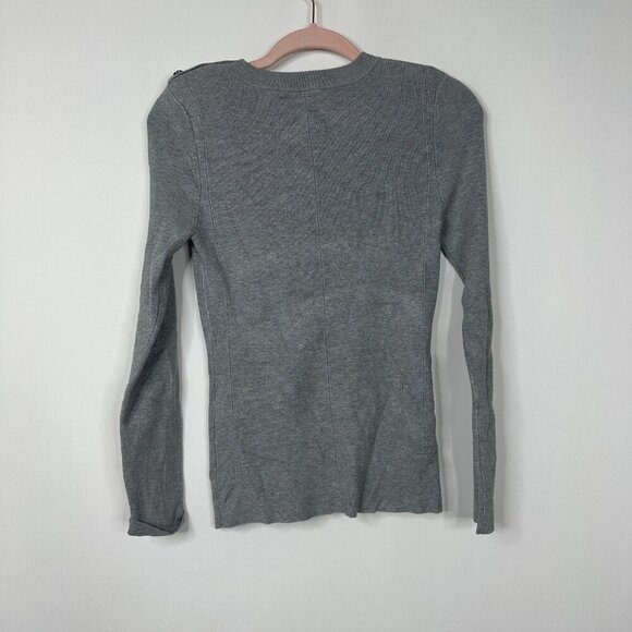 2/$30 White House Black Market Crew Neck Pullover Ribbed Sweater Gray #A0110 - Picture 7 of 8